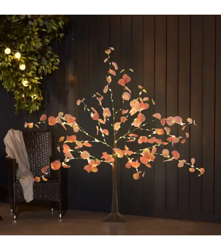 Lámpara de Árbol 120 cm con 175 Luces LED y Base Decoración Navidad para Interiores y Exterior Naranja
