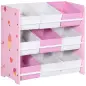 Organizador de Juguetes con 9 Cajas de Tela no Tejida Extraíbles para Dormitorio Guardería 63x30x60 cm Rosa