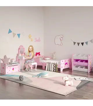 Organizador de Juguetes con 9 Cajas de Tela no Tejida Extraíbles para Dormitorio Guardería 63x30x60 cm Rosa