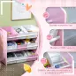 Organizador de Juguetes con 9 Cajas de Tela no Tejida Extraíbles para Dormitorio Guardería 63x30x60 cm Rosa