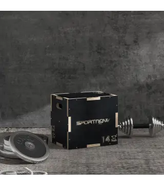 Cajón de Salto Pliométrico de Madera con Mangos Huecos Carga 120 kg para Casa Oficina Gimnasia 40,5x35,5x30,5 cm Negro