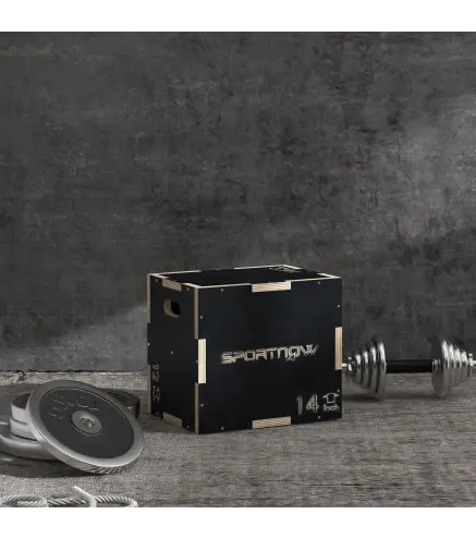 Cajón de Salto Pliométrico de Madera con Mangos Huecos Carga 120 kg para Casa Oficina Gimnasia 40,5x35,5x30,5 cm Negro