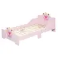 Cama Infantil de +3 Años 143x73x60 cm con Estampado de Corona Carga 50 kg para Dormitorio Rosa