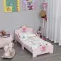 Cama Infantil de +3 Años 143x73x60 cm con Estampado de Corona Carga 50 kg para Dormitorio Rosa