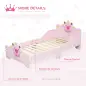Cama Infantil de +3 Años 143x73x60 cm con Estampado de Corona Carga 50 kg para Dormitorio Rosa