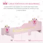 Cama Infantil de +3 Años 143x73x60 cm con Estampado de Corona Carga 50 kg para Dormitorio Rosa