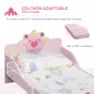 Cama Infantil de +3 Años 143x73x60 cm con Estampado de Corona Carga 50 kg para Dormitorio Rosa