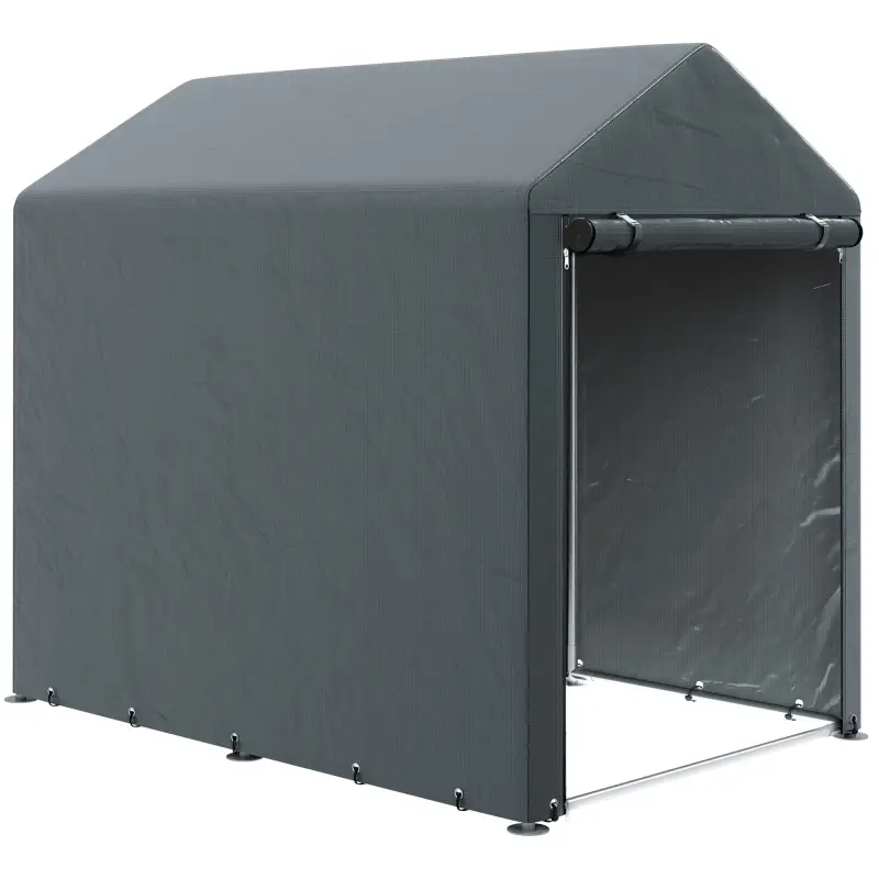 Carpa para Bicicletas y Motos 1,2x1,8x1,65 m con 2 Habitaciones Puerta con Cremallera Impermeable Anti-UV Gris Oscuro