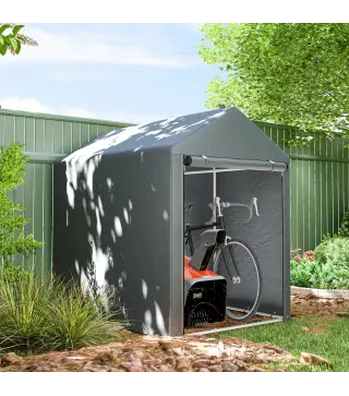 Carpa para Bicicletas y Motos 1,2x1,8x1,65 m con 2 Habitaciones Puerta con Cremallera Impermeable Anti-UV Gris Oscuro