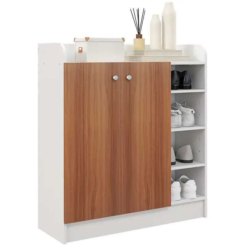 Armario Zapatero Moderno con 2 Puertas Estantes Ajustables para 12 Pares de Zapatos para Pasillo 83x30x90 cm Natural