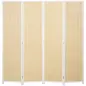 Biombo de 4 Paneles Plegable 180x180 cm Separador de Ambientes Tejido a Mano de Bambú Decoración para Salón Blanco