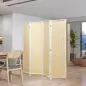 Biombo de 4 Paneles Plegable 180x180 cm Separador de Ambientes Tejido a Mano de Bambú Decoración para Salón Blanco
