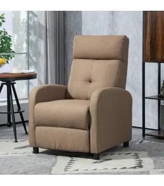 Sillón Reclinable Manual Sofá Individual con Reclinación hasta 155º Carga 150 kg Marrón