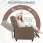 Sillón Reclinable Manual Sofá Individual con Reclinación hasta 155º Carga 150 kg Marrón