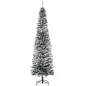 Árbol de Navidad Estrecho 225 cm Árbol Navideño Nevado con 738 Ramas y Soporte de Metal para Salón Verde y Blanco