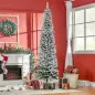 Árbol de Navidad Estrecho 225 cm Árbol Navideño Nevado con 738 Ramas y Soporte de Metal para Salón Verde y Blanco