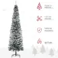Árbol de Navidad Estrecho 225 cm Árbol Navideño Nevado con 738 Ramas y Soporte de Metal para Salón Verde y Blanco