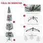 Árbol de Navidad Estrecho 225 cm Árbol Navideño Nevado con 738 Ramas y Soporte de Metal para Salón Verde y Blanco