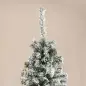 Árbol de Navidad Estrecho 225 cm Árbol Navideño Nevado con 738 Ramas y Soporte de Metal para Salón Verde y Blanco