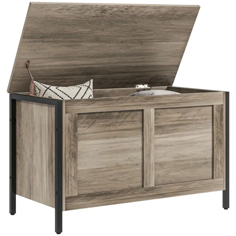 Baúl de Almacenaje para Dormitorio 95 L con Tapa Banco de Almacenaje con Bisagra de Seguridad 80x40x50 cm Grisáceo