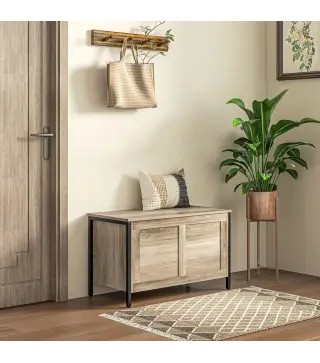 Baúl de Almacenaje para Dormitorio 95 L con Tapa Banco de Almacenaje con Bisagra de Seguridad 80x40x50 cm Grisáceo