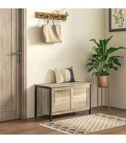 Baúl de Almacenaje para Dormitorio 95 L con Tapa Banco de Almacenaje con Bisagra de Seguridad 80x40x50 cm Grisáceo