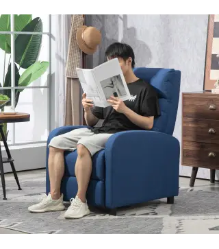 Sillón Reclinable Manual Sofá Individual con Reclinación hasta 155º Carga 150 kg Azul