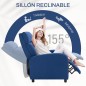 Sillón Reclinable Manual Sofá Individual con Reclinación hasta 155º Carga 150 kg Azul