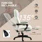 Silla de Masaje Reclinable con Altura Ajustable Reposapiés Retráctil y Control Remoto 68,5x68,5x113-121 cm Crema