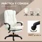 Silla de Masaje Reclinable con Altura Ajustable Reposapiés Retráctil y Control Remoto 68,5x68,5x113-121 cm Crema