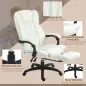 Silla de Masaje Reclinable con Altura Ajustable Reposapiés Retráctil y Control Remoto 68,5x68,5x113-121 cm Crema