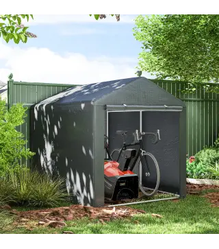 Carpa para Herramientas Bicicletas y Motos 1,6x2,2x1,7 m con 2 Habitaciones Puerta con Cremallera Impermeable Gris