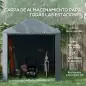 Carpa para Herramientas Bicicletas y Motos 1,6x2,2x1,7 m con 2 Habitaciones Puerta con Cremallera Impermeable Gris
