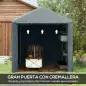 Carpa para Herramientas Bicicletas y Motos 1,6x2,2x1,7 m con 2 Habitaciones Puerta con Cremallera Impermeable Gris