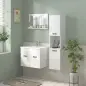 Conjunto de Muebles de Baño de Pared 3 Piezas Incluye Espejo Armario con Lavabo Cerámico y Columna de Baño Blanco