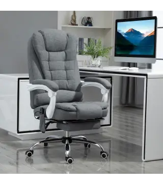Silla de Oficina con 6 Puntos de Masaje Función de Calentamiento Reposapiés y Control Remoto 65x70x111-119 cm Gris