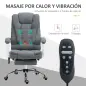 Silla de Oficina con 6 Puntos de Masaje Función de Calentamiento Reposapiés y Control Remoto 65x70x111-119 cm Gris