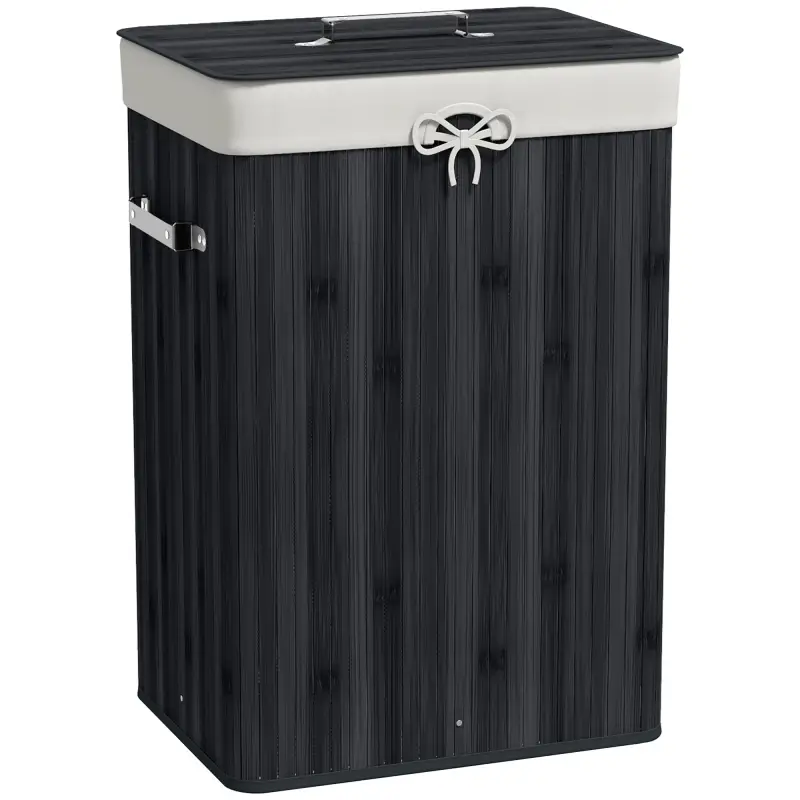 Cesto para la Ropa Sucia Plegable con Tapa Cubo para la Colada Rectangular con Asas 40x30x60 cm Negro