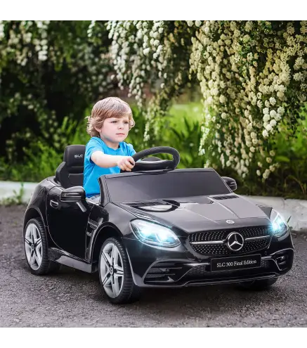Coche Eléctrico para Niños de +3 Años Mercedes SLC 300 con Batería 12V Mando a Distancia Faros LED Bocina Música Negro