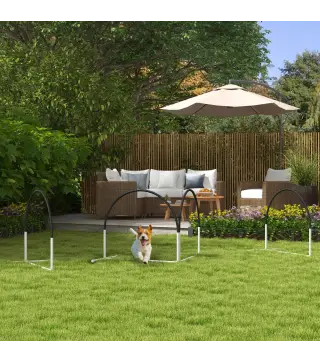 Set de Entrenamiento de Agilidad para Perros de 4 Piezas con Bolsa de Transporte 89x69x99 cm Negro