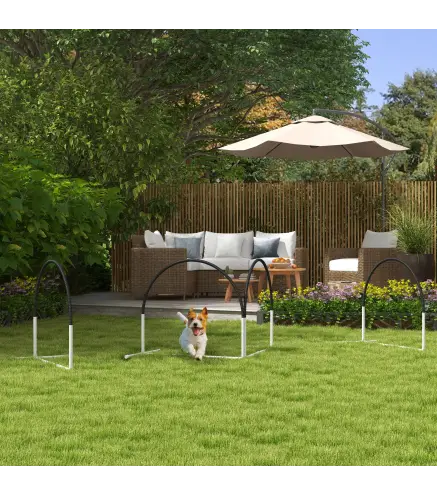 Set de Entrenamiento de Agilidad para Perros de 4 Piezas con Bolsa de Transporte 89x69x99 cm Negro