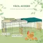 Jaula para Animales Pequeños de Acero con Puertas y Tela Superior para Conejos Chinchillas Gallinas 220x85x70 cm Verde