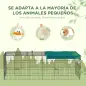 Jaula para Animales Pequeños de Acero con Puertas y Tela Superior para Conejos Chinchillas Gallinas 220x85x70 cm Verde