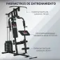 Máquina de Musculación con Placas de Peso de 45 kg Carga Max. 100 kg para Entrenamiento Fitness en Hogar Gimnasio Negro