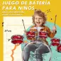 Batería para Niños de +3 Años con Tambores Bombo Platillo Pedal y Baquetas Diseño con Tema de Estrellas 65x22x57 cm Rojo
