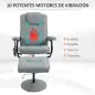 Sillón de Masaje Eléctrico con Reposapiés Sillón Relax Reclinable con Control Remoto y 10 Puntos de Masaje Gris