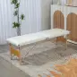 Camilla de Masaje Plegable con Marco de Madera con Altura Regulable y Bolsa de Transporte 186x60x61-87 cm Crema