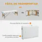 Camilla de Masaje Plegable con Marco de Madera con Altura Regulable y Bolsa de Transporte 186x60x61-87 cm Crema