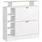 Zapatero con Cajones Abatibles Estantes Ajustables y Estantes Abiertos para 12 Pares de Zapatos 89x25x92 cm Blanco