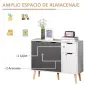 Aparador para Salón con 3 Puertas y Cajón Mueble Auxiliar para Salón Cocina Dormitorio 90x30x72 cm Blanco y Gris